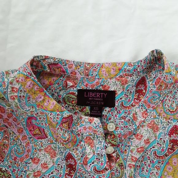 Liberty London Arts Fabrics x J. Crew Colourful Paisley Partial Button Blouse XS - Picture 12 of 16